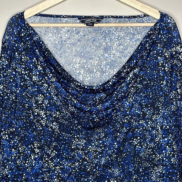 Land's End Womens Blouse Long Sleeve Pullover Cowl Neck Stretch Blue Size 3X - Picture 4 of 12